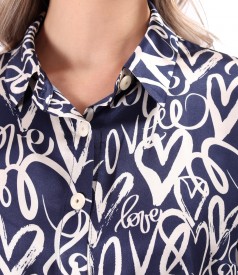 Rochie lunga tip camasa din satin de viscoza imprimata