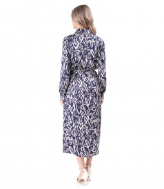 Rochie lunga tip camasa din satin de viscoza imprimata