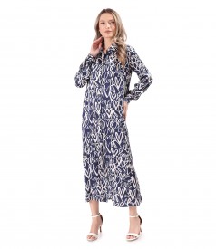 Rochie lunga tip camasa din satin de viscoza imprimata