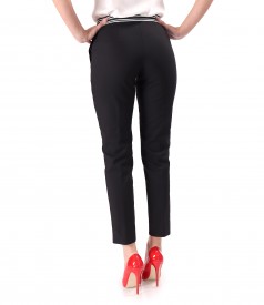 Pantaloni din bumbac elastic cu banda elastica decorativa