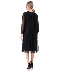 Rochie de cocktail din voal de matase naturala cu cristale la decolteu