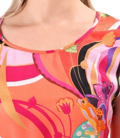 Bluza lejera cu fata din viscoza cu matase naturala imprimata