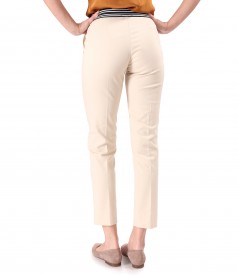 Pantaloni din bumbac elastic cu banda elastica decorativa