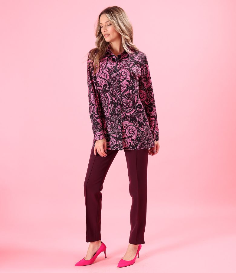 Camasa eleganta lejera din bumbac imprimat cu motive paisley