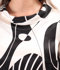 Rochie midi din satin de viscoza imprimata cu motive geometrice