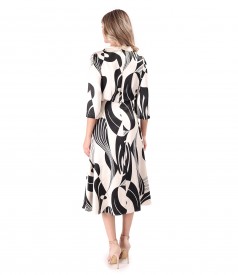Rochie midi din satin de viscoza imprimata cu motive geometrice