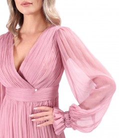 Rochie lunga din voal de matase naturala