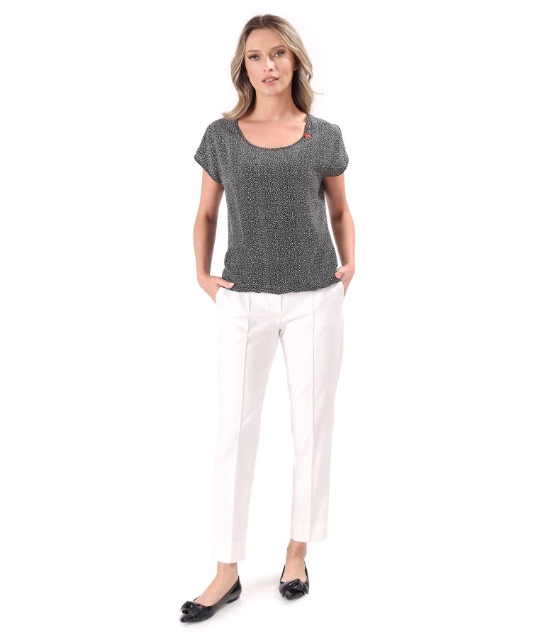 Bluza eleganta lejera din viscoza imprimata cu picouri