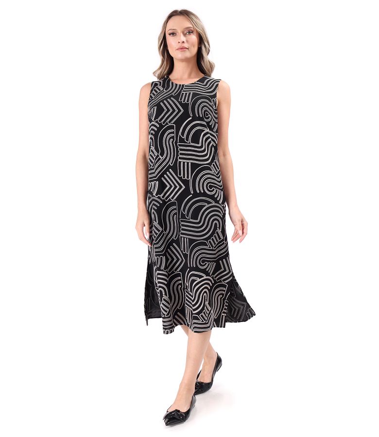Rochie midi din viscoza brodata summer zen garden