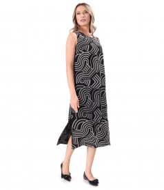 Rochie midi din viscoza brodata summer zen garden
