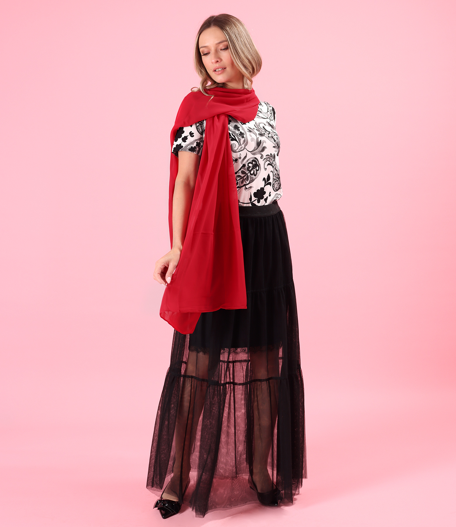 Bluza din jerse elastic imprimat digital cu motive florale