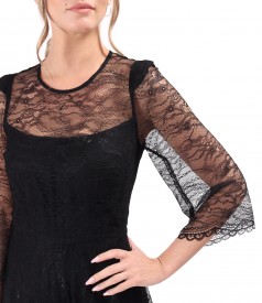 Rochie eleganta din dantela fina cu motive florale