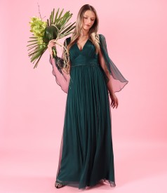 Rochie de seara lunga din voal de matase naturala