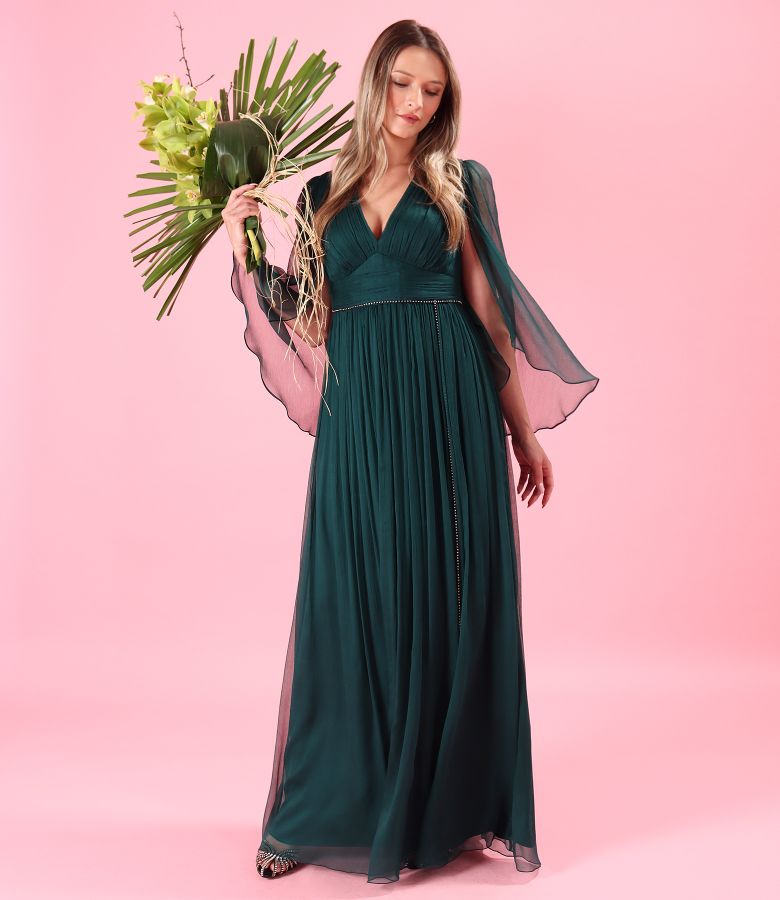 Rochie de seara lunga din voal de matase naturala