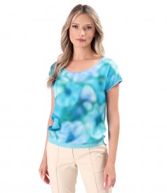 Bluza lejera cu fata din voal imprimat cu motive florale