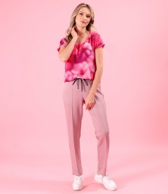 Bluza lejera cu fata din voal imprimat cu motive florale