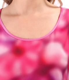 Bluza lejera cu fata din voal imprimat cu motive florale