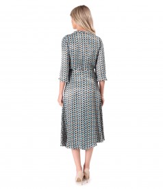 Rochie midi din satin de viscoza imprimata cu motive geometrice