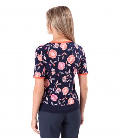 Bluza din jerse elastic imprimat in relief