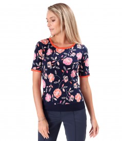 Bluza din jerse elastic imprimat in relief