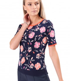 Bluza din jerse elastic imprimat in relief