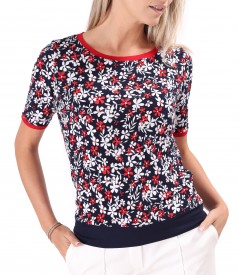 Bluza din jerse elastic imprimat in relief