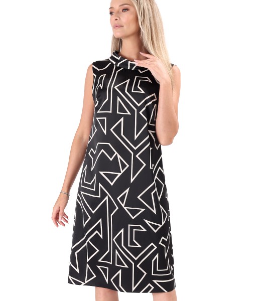 Rochie lejera din satin imprimat cu motige geometrice