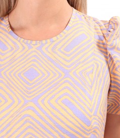 Rochie midi lejera imprimata cu motive geometrice