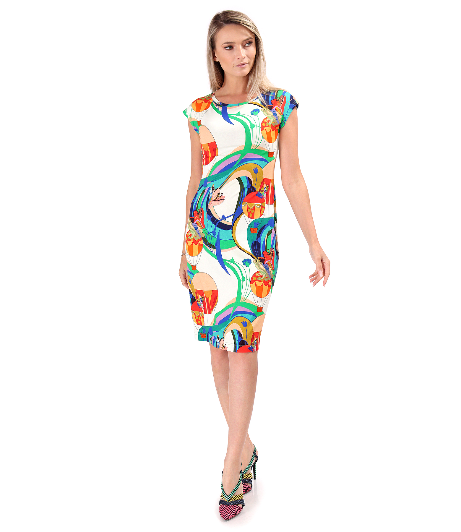 Rochie din jerse elastic imprimat