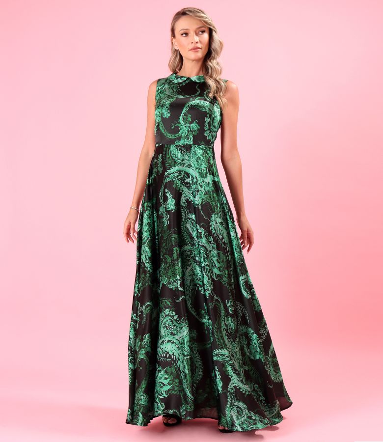 Rochie lunga din matase naturala imprimata cu motive paisley