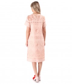 Rochie lejera din organza brocata cu motive de in si viscoza