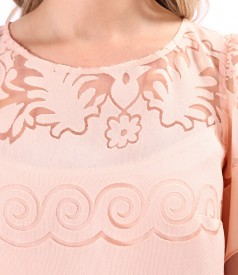 Rochie lejera din organza brocata cu motive de in si viscoza