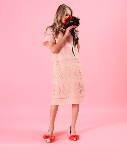 Rochie lejera din organza brocata cu motive de in si viscoza