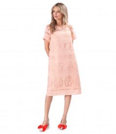 Rochie lejera din organza brocata cu motive de in si viscoza