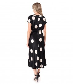 Rochie midi din satin de viscoza imprimata cu buline
