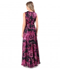 Rochie lunga din matase naturala imprimata cu motive paisley