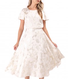 Rochie de seara midi din viscoza cu fir metalic