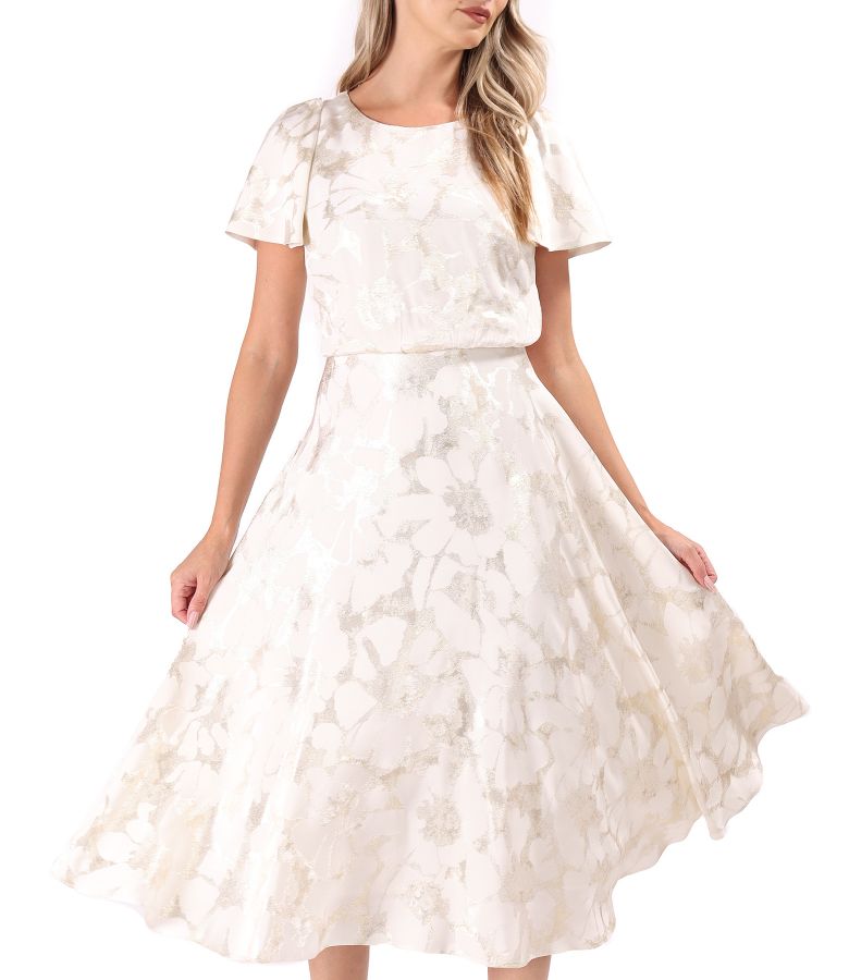 Rochie de seara midi din viscoza cu fir metalic