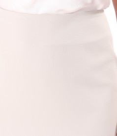 Fusta creion midi din stofa elastica cu viscoza