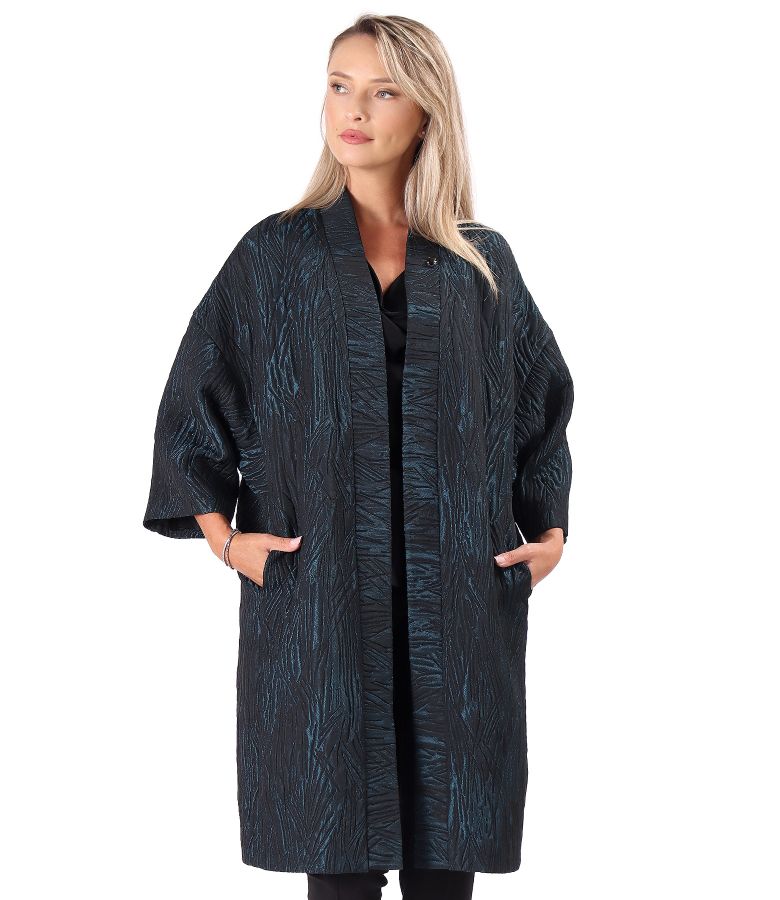 Jacheta oversize cu maneci 3/4 din brocart versatil