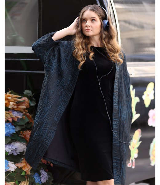 Jacheta oversize cu maneci 3/4 din brocart versatil