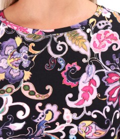 Bluza din jerse elastic imprimat cu motive florale