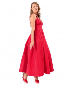 Rochie evazata din tafta cu corset cu bretele