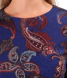 Rochie din jerse elastic gros imprimat cu motive paisley