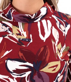 Bluza eleganta din jerse elastic imprimat cu motive florale