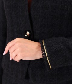 Sacou elegant din bucle cu lana virgina si alpaca