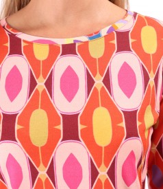 Bluza din jerse elastic imprimat cu motive geometrice