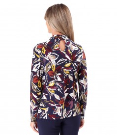 Bluza din jerse elastic cu falduri la decolteu