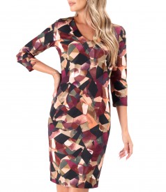 Rochie din jerse elastic gros cu decolteu in V