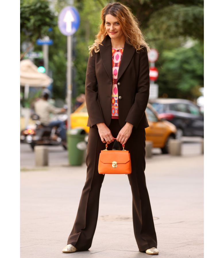 Pantaloni evazati din stofa elastica cu viscoza